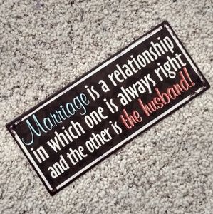 NWOT Metal "Marriage" Wall Decor Sign